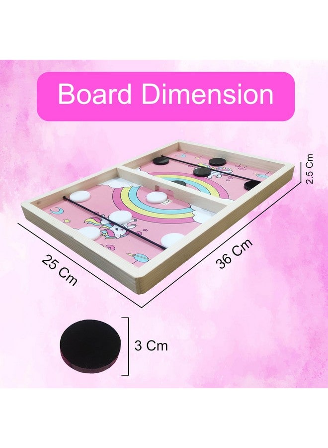 في جراسب لعبة لوحية خشبية من VGRASSP Sling Puck للأطفال والكبار مع 10 أقراص - هيكل من خشب الصنوبر الصلب، تفاعل بين الوالدين والطفل، متعة عائلية داخلية وخارجية - اللون حسب المخزون (تصميم عشوائي 14 بوصة) - Image 3