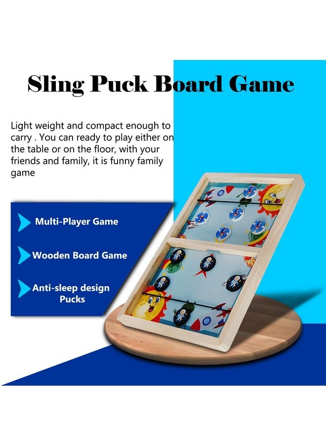 في جراسب لعبة لوحية خشبية من VGRASSP Sling Puck للأطفال والكبار مع 10 أقراص - هيكل من خشب الصنوبر الصلب، تفاعل بين الوالدين والطفل، متعة عائلية داخلية وخارجية - اللون حسب المخزون (تصميم عشوائي 14 بوصة) - Image 5