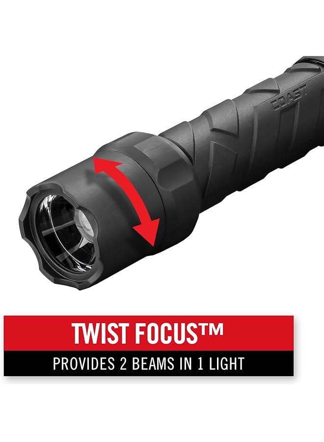 Coast POLYSTEEL 600 1000 Lumen LED Flashlight with Pure Beam Twist Focus Stainless Steel Core Crushproof Black - Image 2