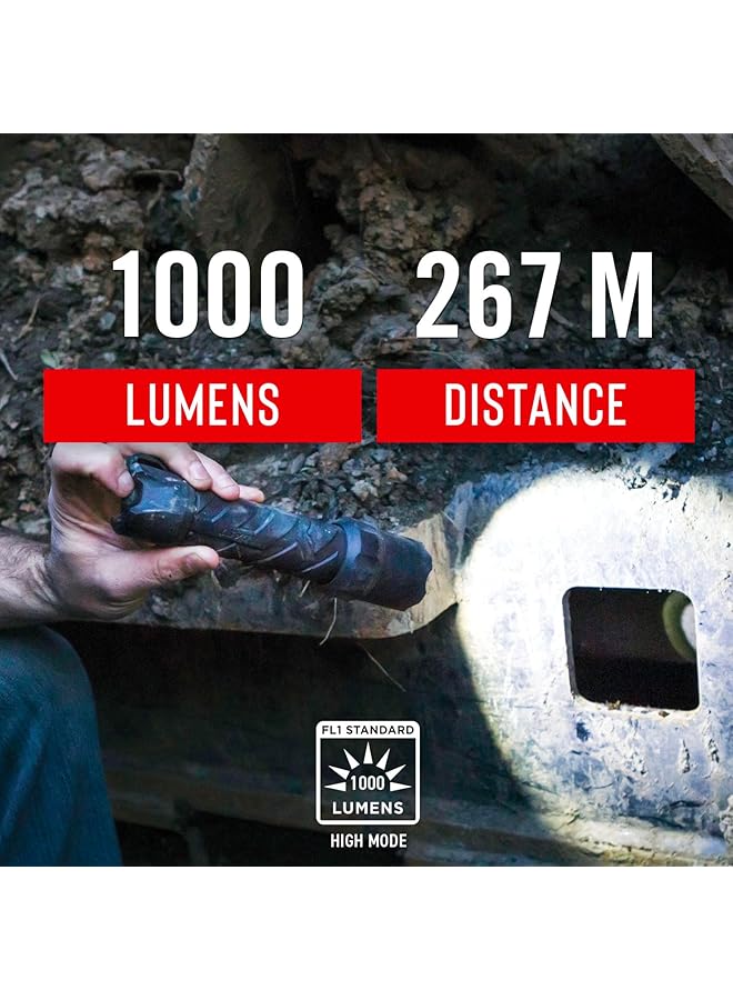 Coast POLYSTEEL 600 1000 Lumen LED Flashlight with Pure Beam Twist Focus Stainless Steel Core Crushproof Black - Image 4