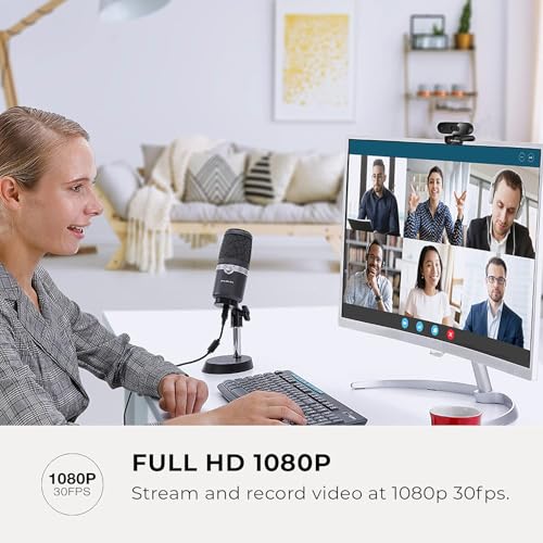 AVerMedia PW310P Webcam, Webcam Cover, 1080p/30fps Videochat and Recording, Plug and Play, Microphones, Stream, Autofocus, Works with Skype, Zoom, Team - Black - Image 4