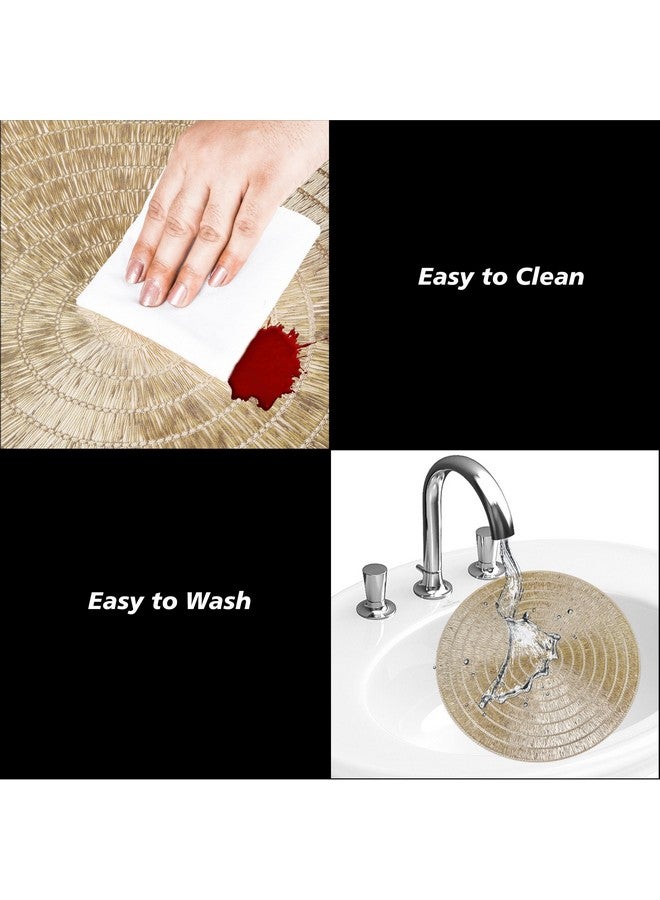 Kuber Industries Set of 4 Table Mats | Round Placemat for Dining Table | Heat-Resistant | Placemats for Cakes & Desserts | Leather Kitchen Placemat | Tableware D?cor | Jute Circle | Golden - Image 5