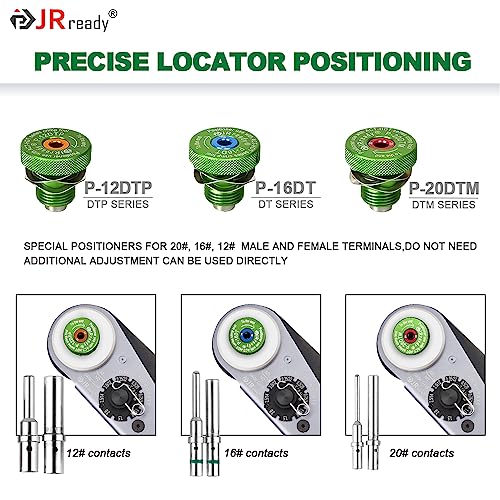 JRready ST2163 Deutsch Crimp Kit，ACT-HDT Solid Contacts Crimp Tool with 3 Positioners and G454 Gauge for Deutsch Size 12 16 20 Turned Pin and Socket Terminals Work with Deutsch DT DTM DTP Series Connectors - Image 2