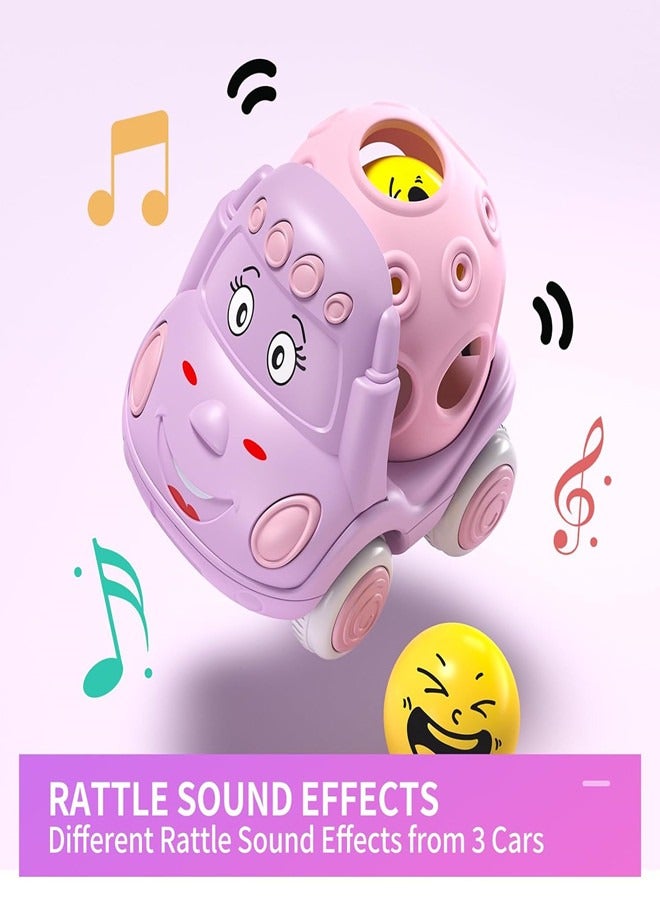 أوساويك سيارات لعبة طفلة للألعاب للأطفال الصغار 1-3 ، ودفع وذهاب سيارات الحشرات للطفل 6-9-12-18 شهرًا ، وهدايا عيد الميلاد الأولى للفتيات البالغين من العمر عامين ، مجموعة الاحتكاك الوردي الرضع - Image 5