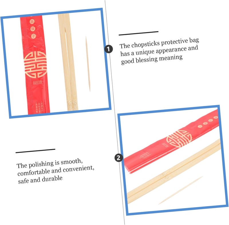 40pcs Wedding Disposable Chopsticks Separated with Sleeve Red Packaged Treated Chopsticks for Wedding Banquet Party Tableware - Image 3