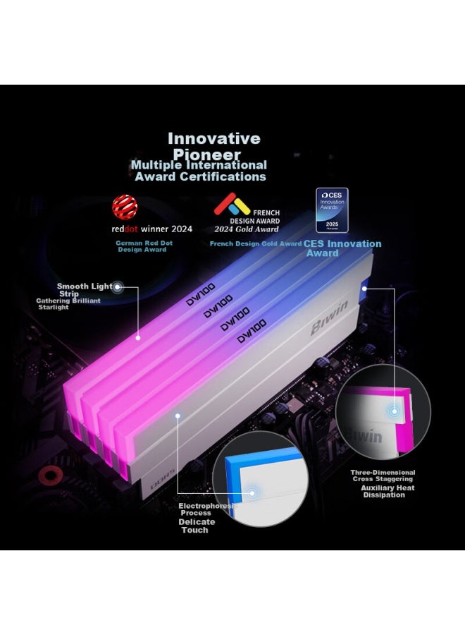 Biwin 32gb Kit, Ddr5 6000mhz Desktop Memory Module, Shikong Xingzhe Dw100 Rgb Light Bar , Black Ai Pc Computer Storage Accessory - Image 3