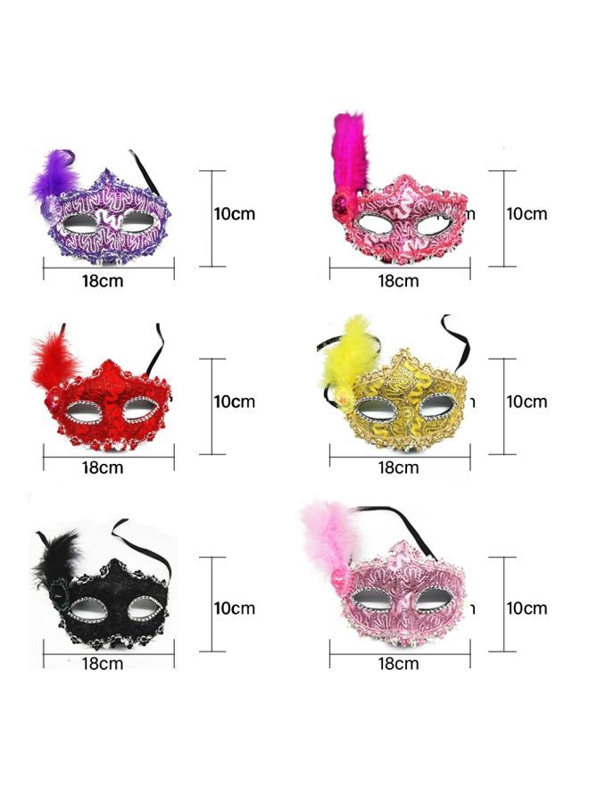 NIBEMINENT 6-Piece Lace Feather Eye Mask Set - Image 2
