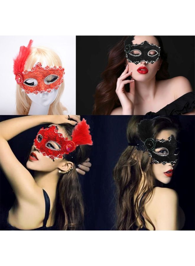 NIBEMINENT 6-Piece Lace Feather Eye Mask Set - Image 3