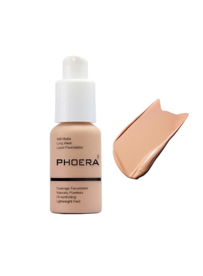 JISKG PHOERA Foundation, Flawless Soft Matte Liquid Foundation Makeup for Women. (103# Warm Peach) - Image 1