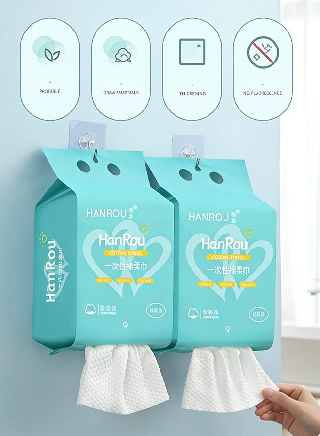 120 قطعة من مناديل قطنية ناعمة قابلة للتعليق للاستخدام مرة واحدة لإزالة المكياج وتنظيف الوجه - Image 1