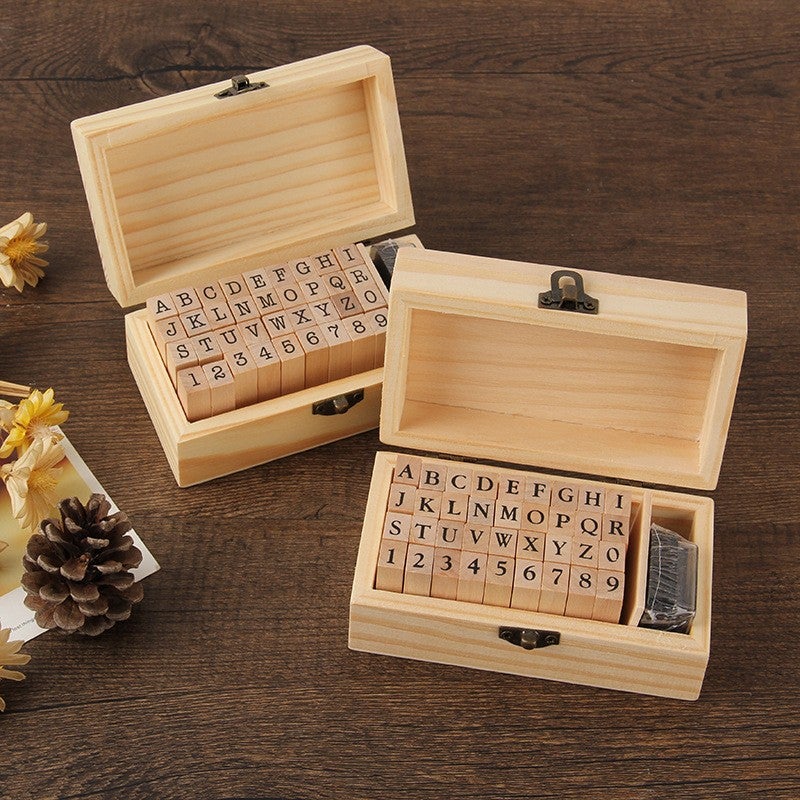 Basic Hand Account Set Typewriter Font Seal Ming Dynasty Orthodox Alphanumeric Wooden Seal 36 Pieces - Image 2