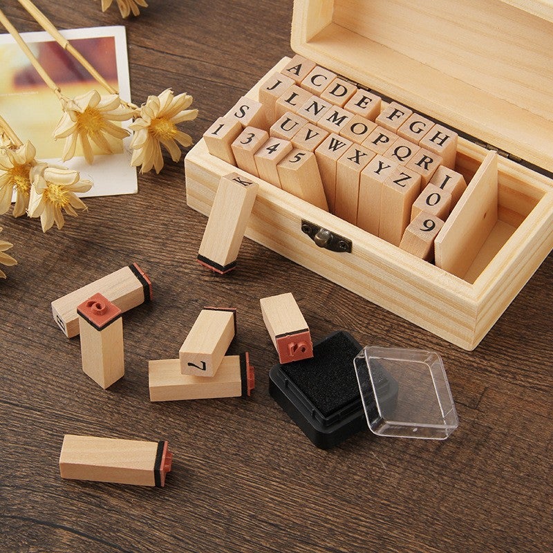 Basic Hand Account Set Typewriter Font Seal Ming Dynasty Orthodox Alphanumeric Wooden Seal 36 Pieces - Image 4