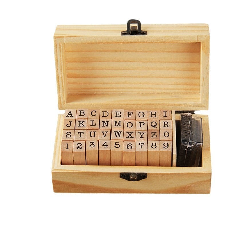 Basic Hand Account Set Typewriter Font Seal Ming Dynasty Orthodox Alphanumeric Wooden Seal 36 Pieces - Image 5