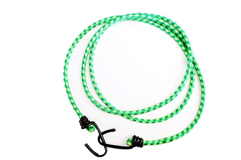 Prime hub High Strength Stretchable Plastic Elastic Rope/Bungee Cord for Hanging Clothes, Tying Behind Bikes etc (Size- 2m + Expandable) (Assorted Colour Available) Adjust Anywhere with Hook (1,Green) - Image 1
