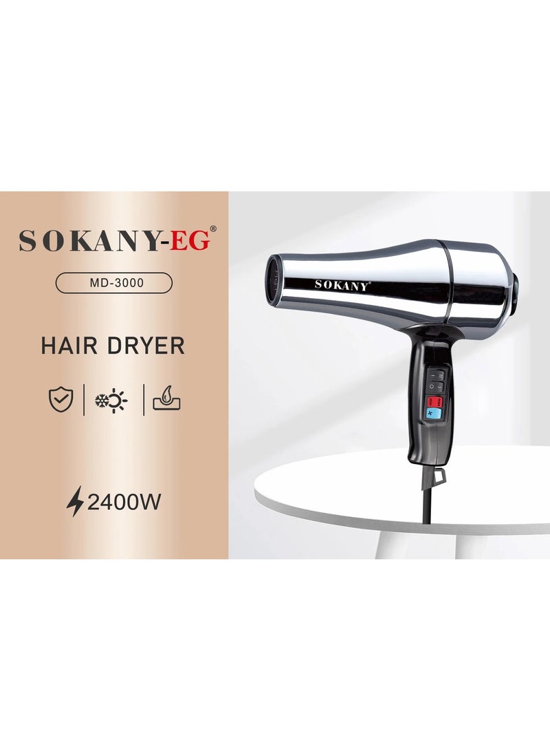 sokany MD-3000 Professional Hair Dryer Silver - Image 2