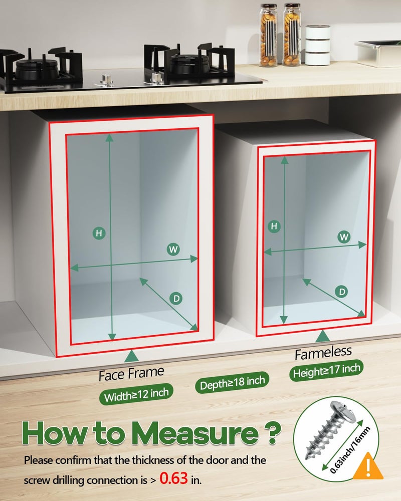 LIONONLY Pull Out Trash Can Under Cabinet, Door Mount & Pull Handle Twin-Mode, Pull-Out Garbage Holder, Under Sink Pull-up Kit with Soft-Close Slides, for Kitchen, Sink, Drawer(Bin Not Included) - Image 4