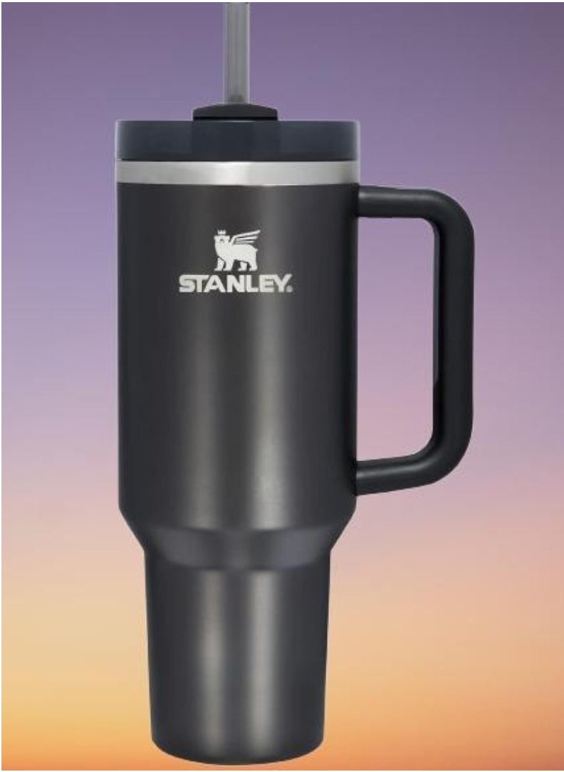 Stanley - Stanley Quencher H2.0 FlowState Vacuum Insulated Tumbler – 40 oz Black Stainless Steel Travel Mug with Lid & Straw, Double-Walled Leakproof Design, Keeps Drinks Hot/Cold for Hours, Durable & Portable - Image 1