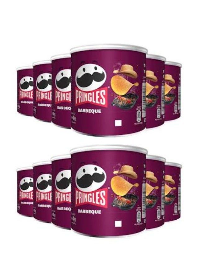 Pringles Barbeque Flavour - Potato Chips - 40 g Pack of 12 Cans - Crispy Snack - Crunchy Snack Food for Movies, Games & More - On-the-Go Can
