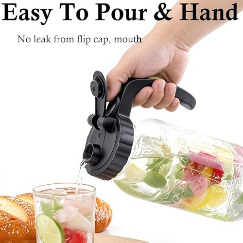 GMEPOCH 2 Quart Glass Mason Jar Pitcher With Lid 2 Set 64 Oz Wide Mouth Cold Hot Water Pitcher Half Gallon Sun Tea Coffee Jug Carafe For Fridge Lemonade, Beverage,Milk,Juice, Cold Brew Iced Tea Container - Image 4