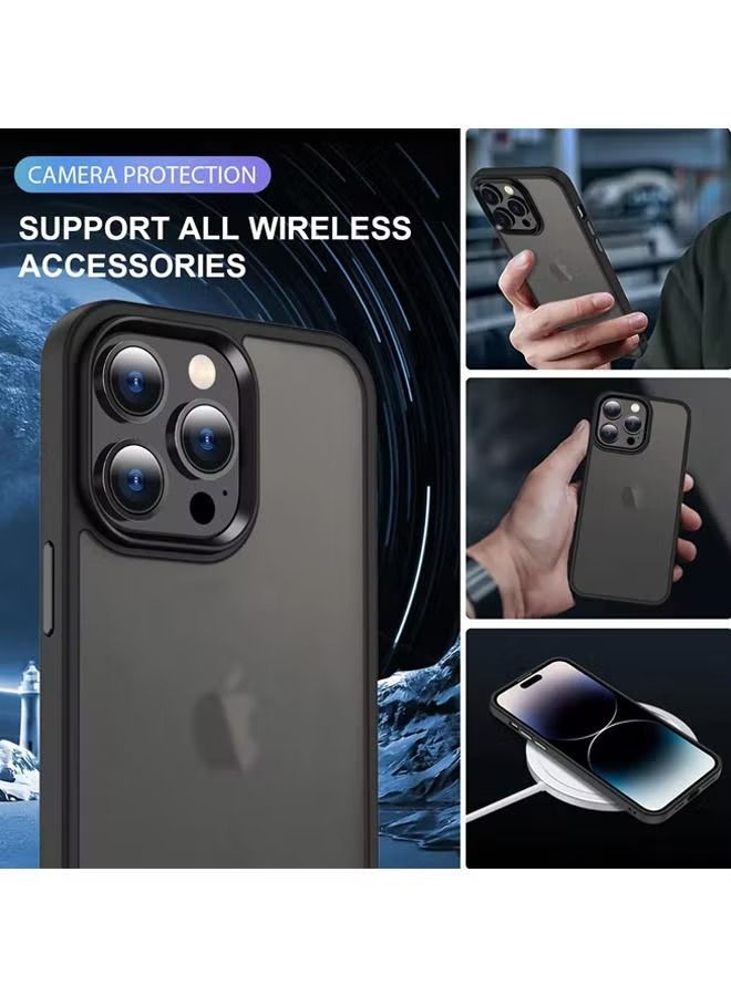 IAF iPhone 14 Pro Max Case 6.7 inch Anti Yellowing Military Hard Anti Explosion Back Ultra Thin Crystal Case Anti Drop Shockproof Protection Anti Scratch for iPhone 14 Pro Max Clear Black Cover - Image 1