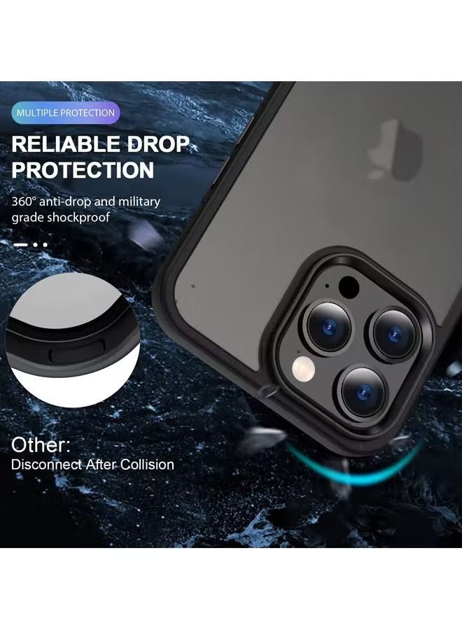 IAF iPhone 14 Pro Max Case 6.7 inch Anti Yellowing Military Hard Anti Explosion Back Ultra Thin Crystal Case Anti Drop Shockproof Protection Anti Scratch for iPhone 14 Pro Max Clear Black Cover - Image 2