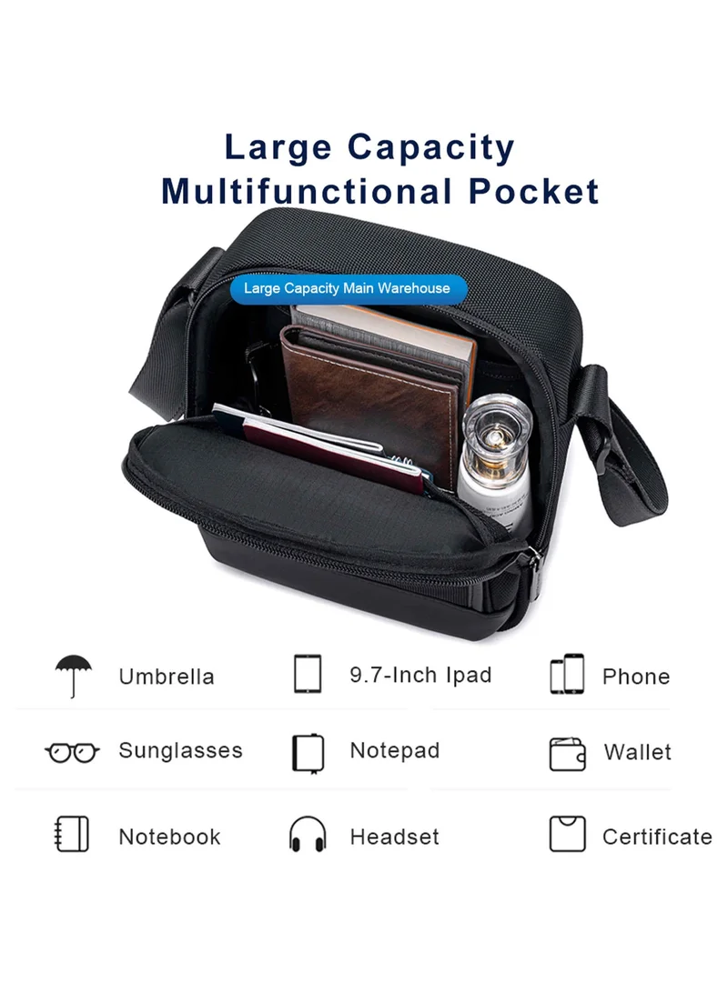 Arctic Hunter  Unisex Sling Bag Water Resistant Stylish Anti-Theft Shoulder Side Bag for Men and Women with iPad Shockproof Compartment, K00689, Black  | Best Price UAE