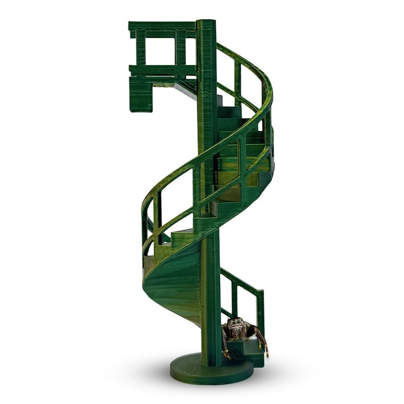 Julang Jumping Spider Enclosure Accessories â€“ Fun Spinning Stairs, Jumping Spider Climbing Toy with Magnetic Mount for Jumping Spider Enclosure Accessory (Dark Green) - Image 1