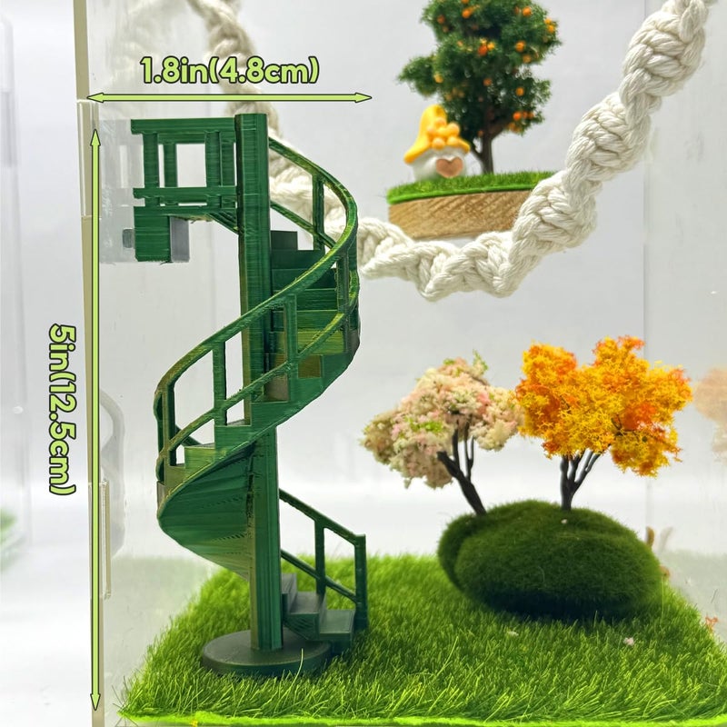 Julang Jumping Spider Enclosure Accessories â€“ Fun Spinning Stairs, Jumping Spider Climbing Toy with Magnetic Mount for Jumping Spider Enclosure Accessory (Dark Green) - Image 2