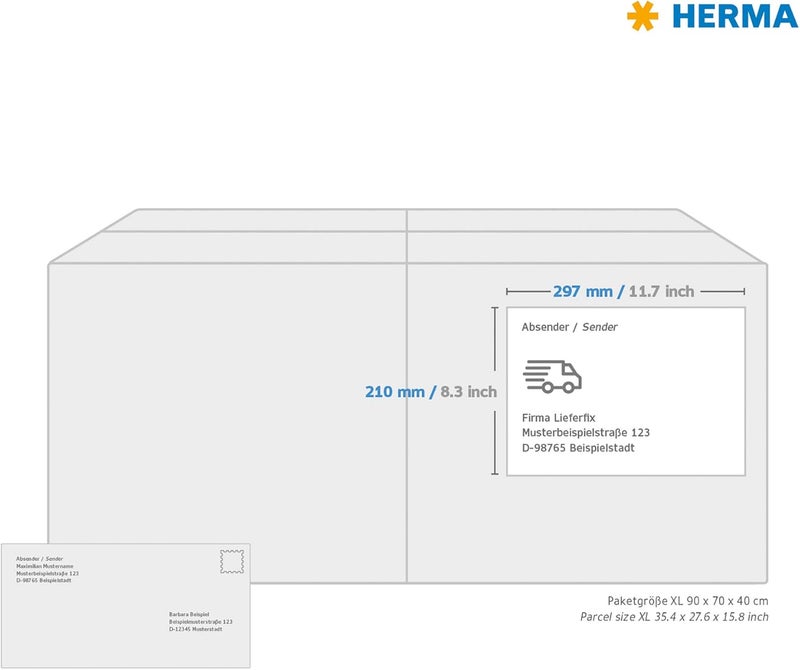 Herma Self Adhesive Multipurpose Labels, 1 Label per A4 Sheet, 10 Sheets, 210 x 297 mm, 10 Labels, Blank Universal Labels Stickers, Sticky Labels for Laser & Inkjet Printer, White - Image 4
