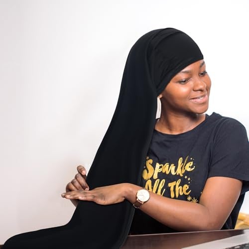 Twistover 2 Pcs Jumbo Dreadlock Cap Hair Dreads Head Wrap Loc Wraps for Dreads Hair Accessories for Men Women Sleeping(Black,Black,50 Inches) - Image 4