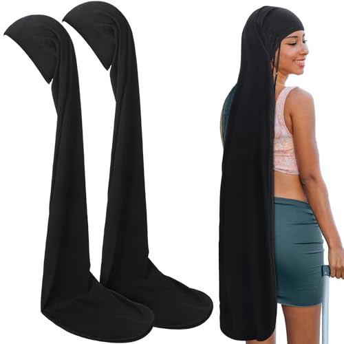 Twistover 2 Pcs Jumbo Dreadlock Cap Hair Dreads Head Wrap Loc Wraps for Dreads Hair Accessories for Men Women Sleeping(Black,Black,50 Inches) - Image 1