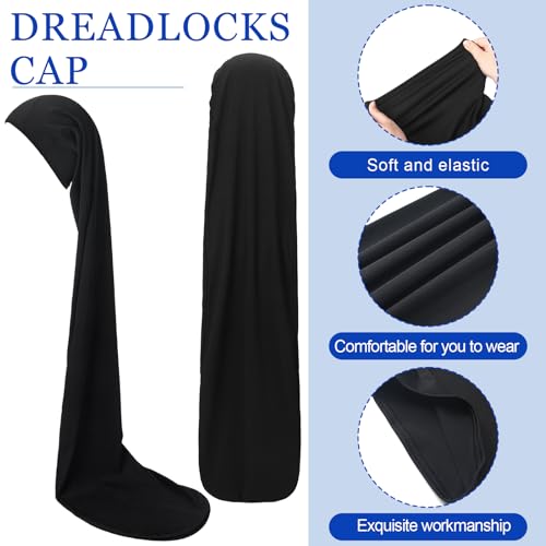 Twistover 2 Pcs Jumbo Dreadlock Cap Hair Dreads Head Wrap Loc Wraps for Dreads Hair Accessories for Men Women Sleeping(Black,Black,50 Inches) - Image 5
