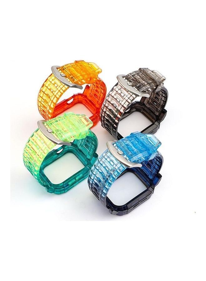 NIBEMINENT Gradient TPU Integrated Case Strap For Apple Watch Series 7/6/SE/5/4/3/2/1 42/44/45mm Turquoise/Silver Buckle - Image 5