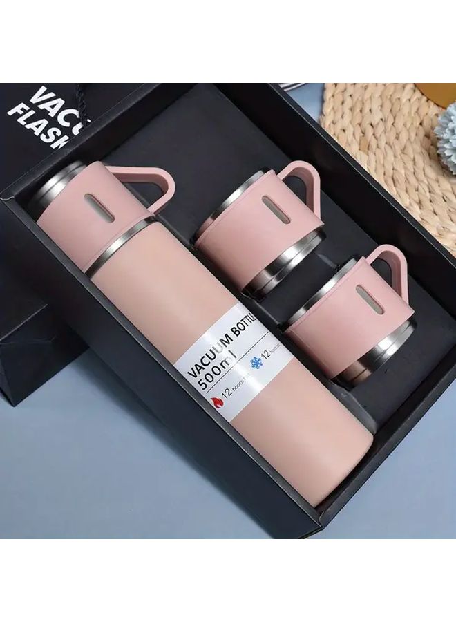 Vacuum Insulated Stainless Steel Water Bottle Set With 3 Cups Blue Holder - Image 5