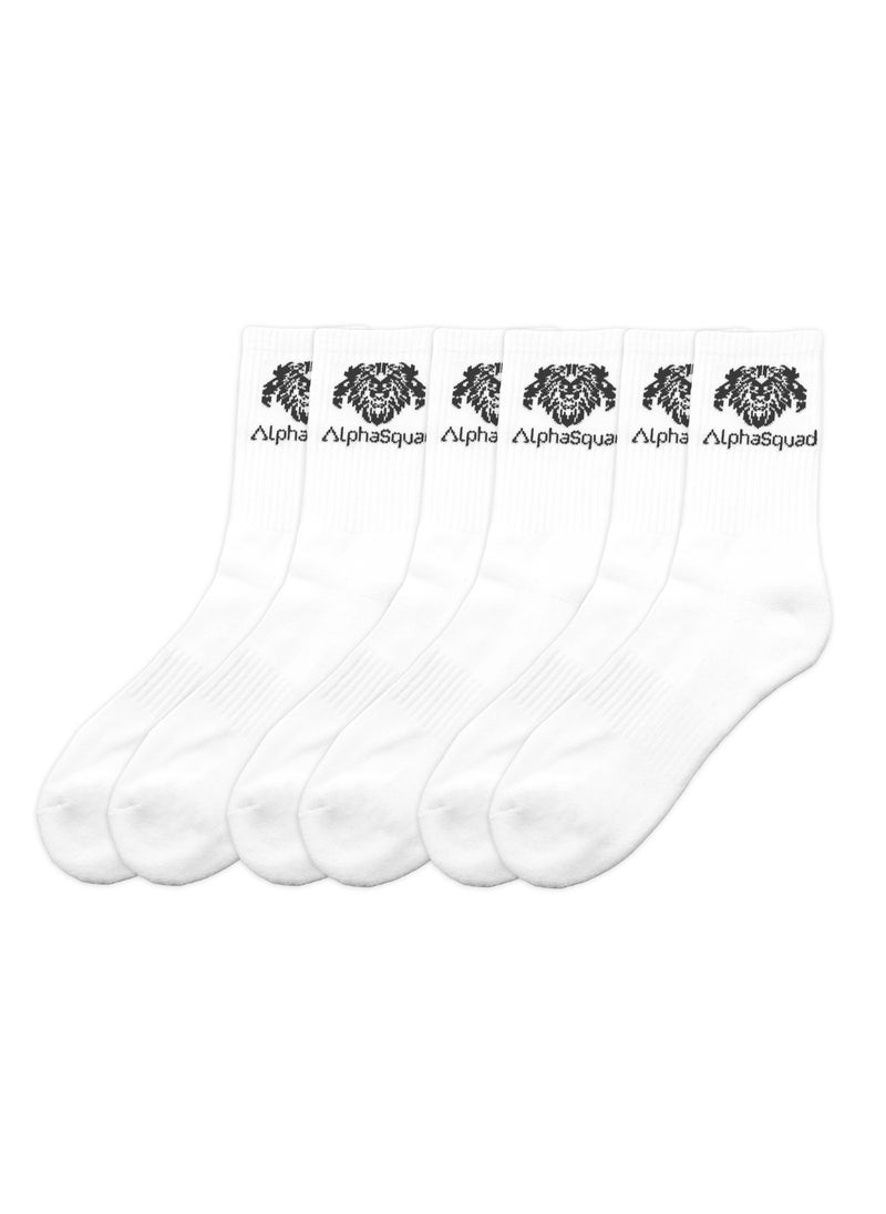 AlphaSquad AlphaSquad Unisex Athletic Solid Cotton Cushion Comfort Crew Socks, White Pack of 3 (Free Size)  - Image 1