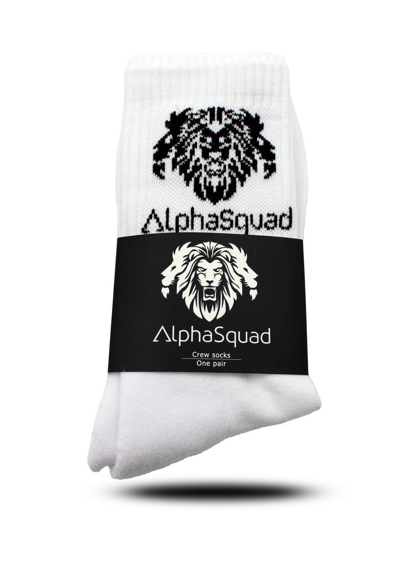 AlphaSquad AlphaSquad Unisex Athletic Solid Cotton Cushion Comfort Crew Socks, White Pack of 3 (Free Size)  - Image 2