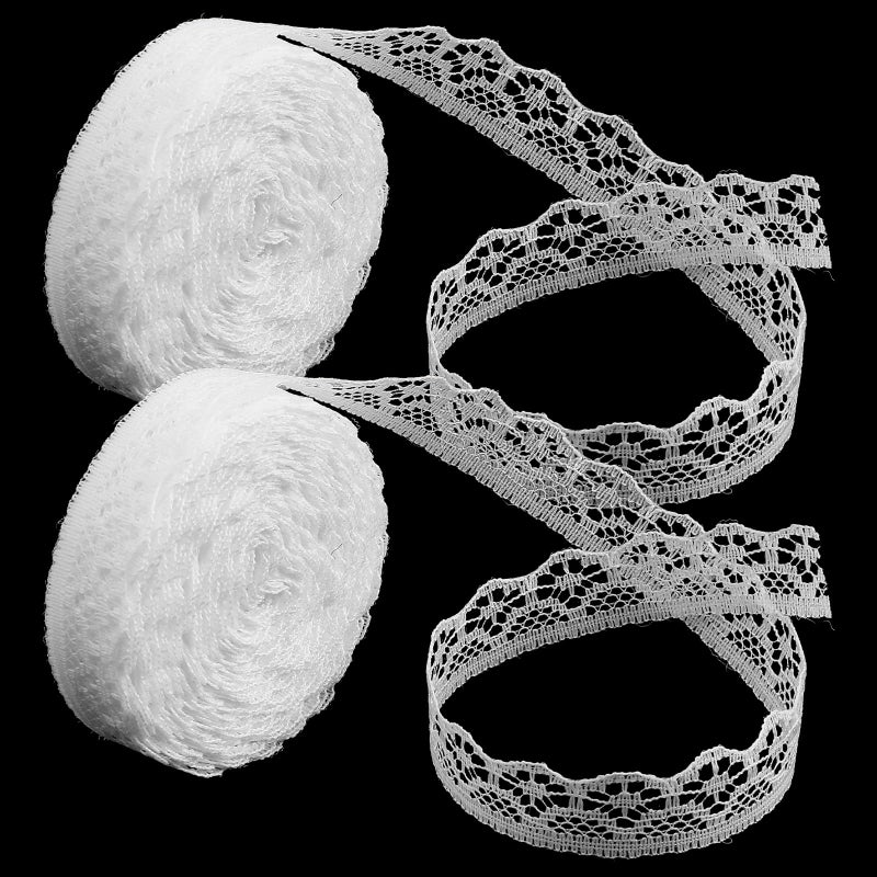 WJIAAA 4x10 Yards White Lace Ribbon 4 Rolls 055 Inch Hollow Wide Lace Trim Ribbon Hollow Sewing Flower Fabric Roll Trim Sewing Crafts for Wedding Decoration Bouquet Gift Packaging WrappingWhite - Image 3