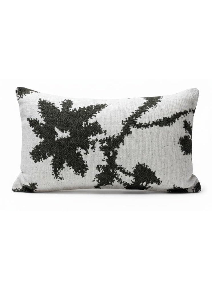 أي كي دي سي وسادة قطنية فاخرة أحادية اللون بتصميم تجريدي من AKDC - قماش قطني أسود وأبيض، 30×50 سم - Image 1