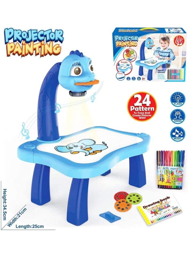 حديقة الألعاب جهاز عرض الرسم للأطفال - مجموعة رسم إسقاط ذكية مع أضواء وموسيقى | لعبة تعليمية تعليمية | لون القرنفل - Image 1