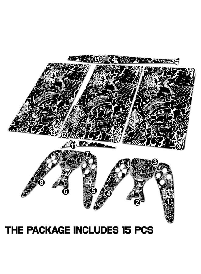 TracyArt Skin for PS5 Sticker Cover - Black White Hippie, Compatible with Both Disc Edition & Digital Edition (not Slim Ver) - 2 Controller Skins & Console Skin - No Bubble, Full Protection, Waterproof - Image 2