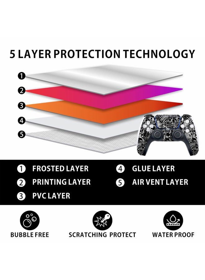 TracyArt Skin for PS5 Sticker Cover - Black White Hippie, Compatible with Both Disc Edition & Digital Edition (not Slim Ver) - 2 Controller Skins & Console Skin - No Bubble, Full Protection, Waterproof - Image 3