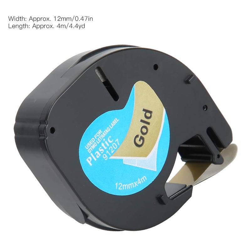 Label Tape Replacement Parts Ribbon 12mmx4m Black‑on‑Gold Compatible Ribbon Label Tape Replacement for Dymo Letratag Labeler - Image 2