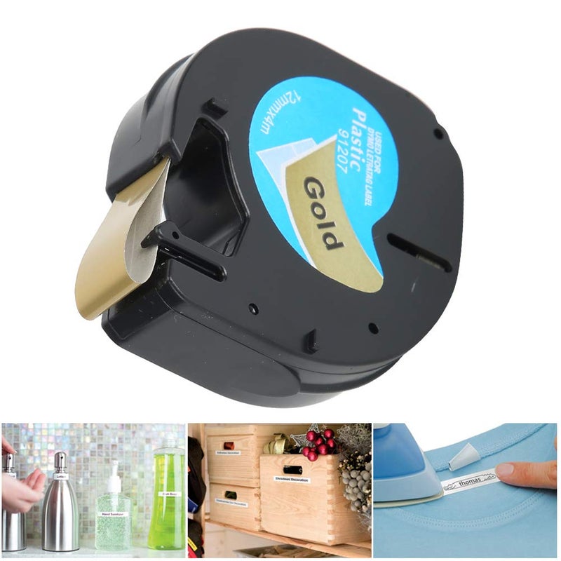 Label Tape Replacement Parts Ribbon 12mmx4m Black‑on‑Gold Compatible Ribbon Label Tape Replacement for Dymo Letratag Labeler - Image 5