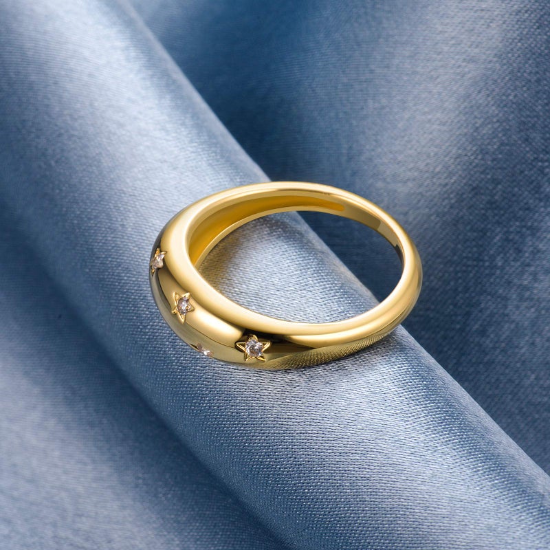 AllenCOCO Chunky Gold Plated Rings for Women - Trendy Cubic Zirconia 14k Gold Filled Stackable Rings - Image 5