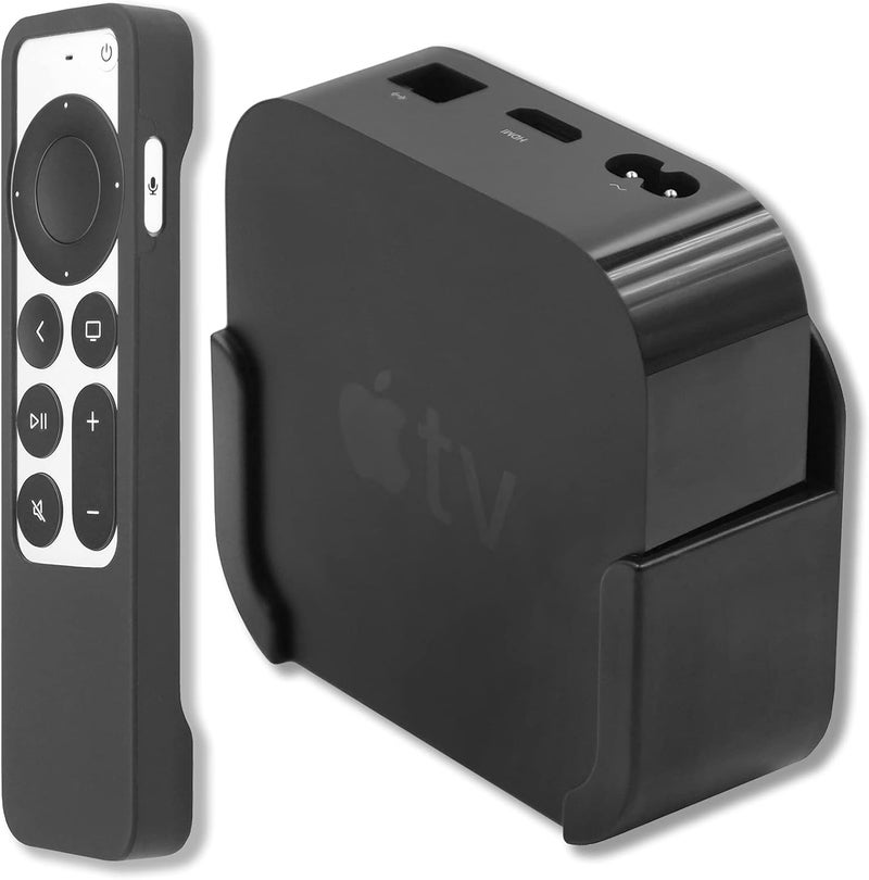 بينوو حامل الحائط المتوافق مع Apple TV 4K / HD، حامل تلفزيون مع رباط معصم وغطاء واقي للتحكم عن بعد Siri (الجيل الثاني) (أسود) - Image 1