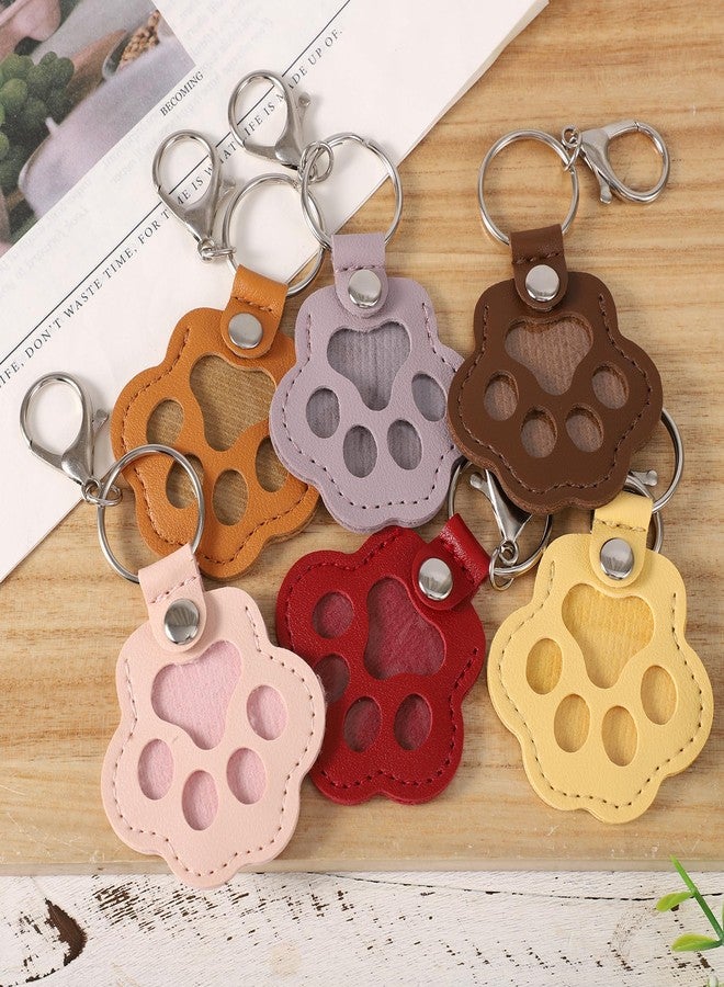 Fukaisu 6pcs Leather Pet Memorial Keychain for Dogs & Cats, Paw Shaped Fur Keepsakes with Tweezers Pet Hair Storage Keyring (6 Colors) - Image 3