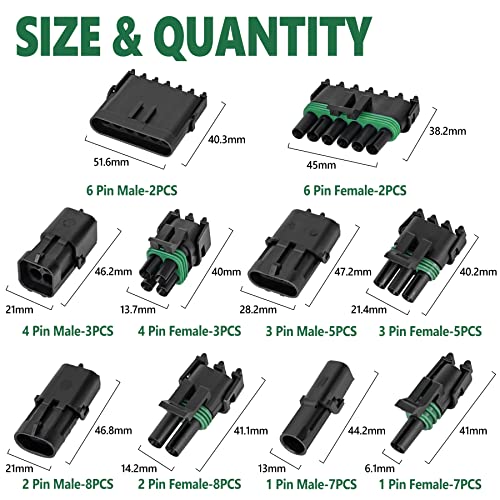 Kikerike 376Pcs 25 Kits Waterproof Automotive Electrical Connectors 12346 MaleFemale Pin 2214AWG Wire Harness Spark Plug Connector Terminals Plug Kit Car - Image 3