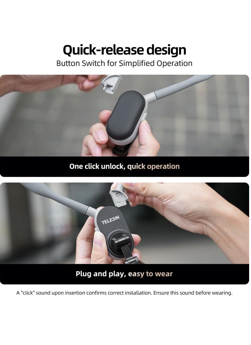 Excefore - Magnetic Neck Mount for Phones, Neck Cell Phone Holder POV/Vlog Selfie Mount Hand Free Phone Neck Holder Chest Stand Strap Video Recording for iPhone 15 14 13 12 Seires Android Phones, Grey - Image 1