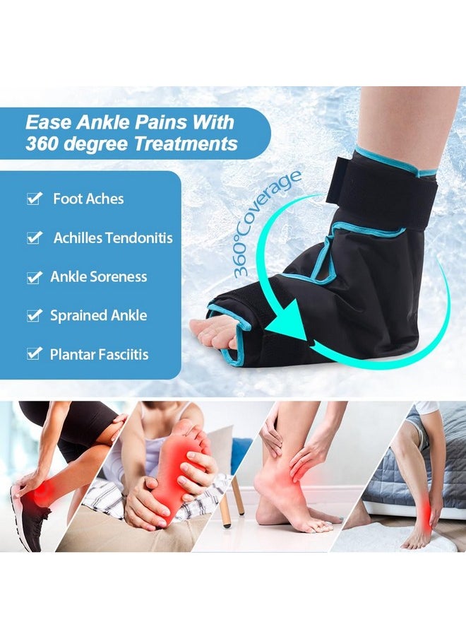 NEWGO - Ice Pack Foot Ice Pack Wrap For Plantar Fasciitis, Edema, Achilles Tendonitis Relief, Gel Foot Cold Pack Hot Cold Therapy Ice Boot For Foot And Ankle Swelling, Sprained Ankles Heels Black - Image 1