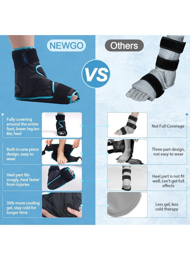 NEWGO - Ice Pack Foot Ice Pack Wrap For Plantar Fasciitis, Edema, Achilles Tendonitis Relief, Gel Foot Cold Pack Hot Cold Therapy Ice Boot For Foot And Ankle Swelling, Sprained Ankles Heels Black - Image 1